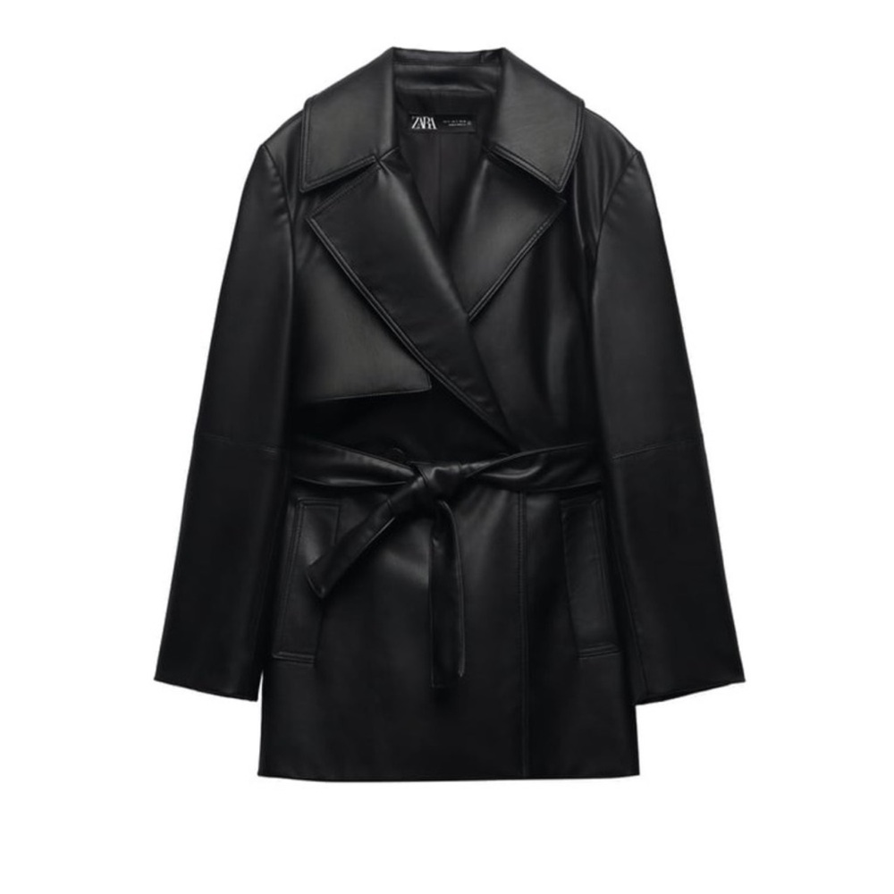 Zara Faux Leather Short Trench Coat